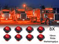 Miniatyrbild 1 av 5: Markeringsljus 8st position röd ledlampor 2-pack 12v led
