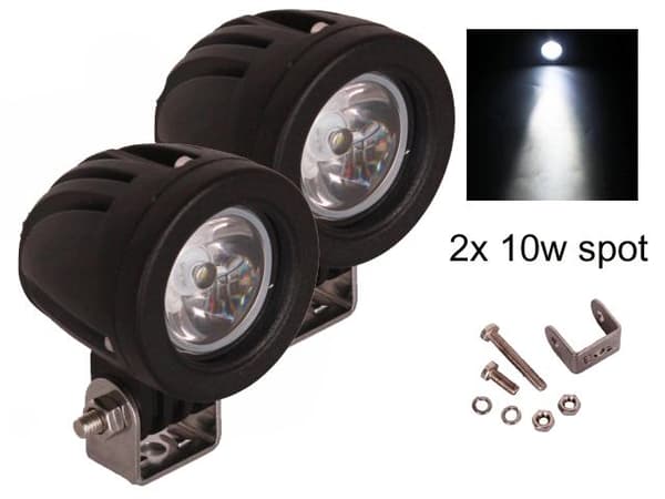 Led 10w mini Spot 3D lins 12 - 24V  2-pack