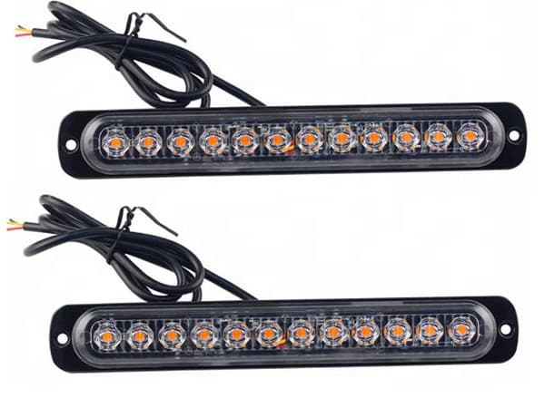 190mm blixtljus markeringsljus orange 2-pack 12-24v led strobe
