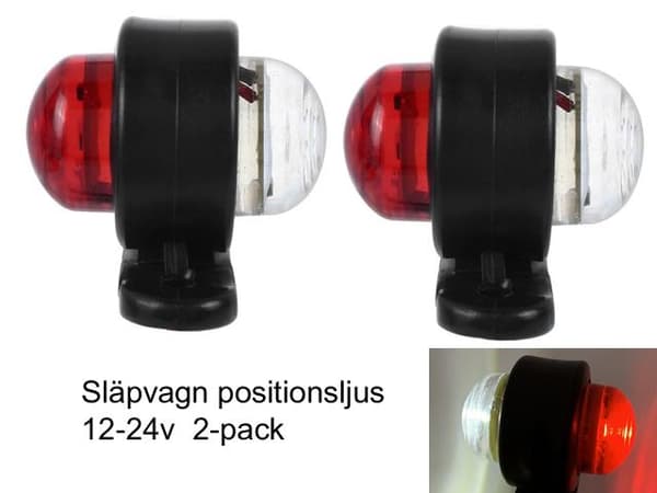 Markeringsljus position Vit+Röd släpvagn  2-pack 12v - 24v led