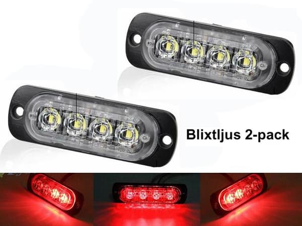 markeringsljus röda blixtljus ledlampor röd 2-pack 12v 24v led