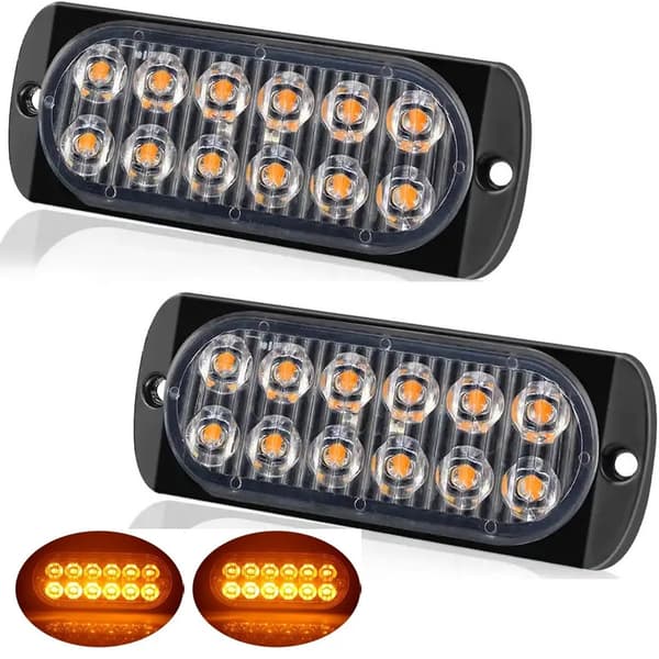 12-led markeringsljus blixtljus orange ledlampor 2st 12v 24v led