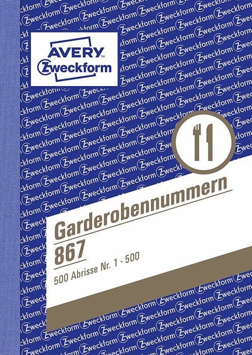 Avery dennison Avery Zweckform 867-5 Set med 5 omklädningsrumsbiljettböcker numrerade 1-500 5 färger A6-format