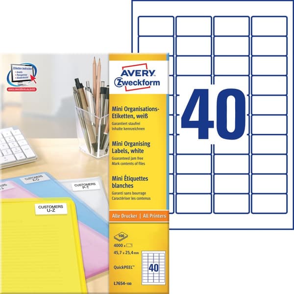 Adressetikett AVERY 45,7x25,4mm 4000/fp