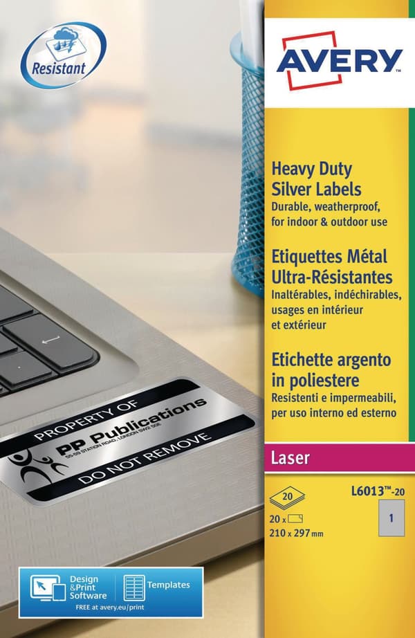 Etikett starka 210x297mm silver 20/fp