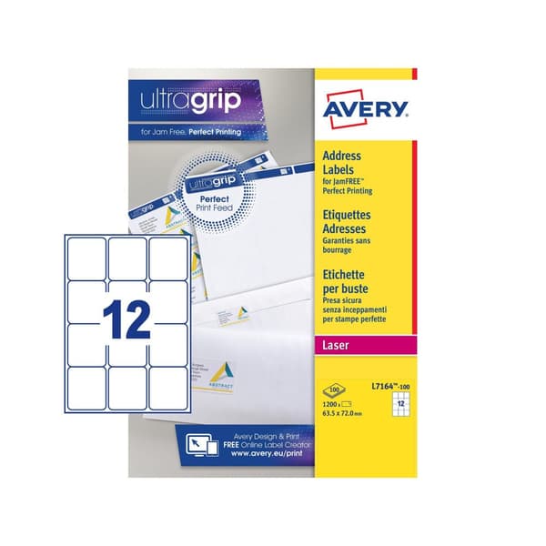Etikett AVERY UG 63,5x72mm 1200/fp