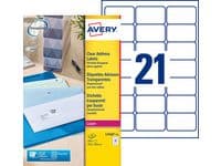 Etikett AVERY transp 63,5x38,1mm 525/fp
