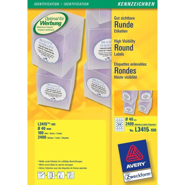 Etikett AVERY rund 40mm 2400/fp