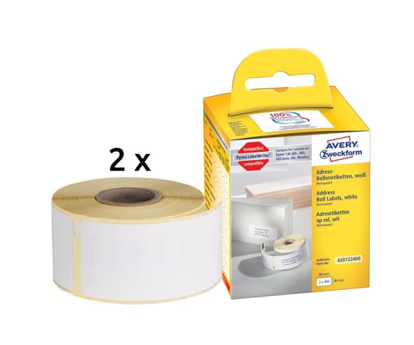 Etikett AVERY på rulle 89x36mm 520/fp