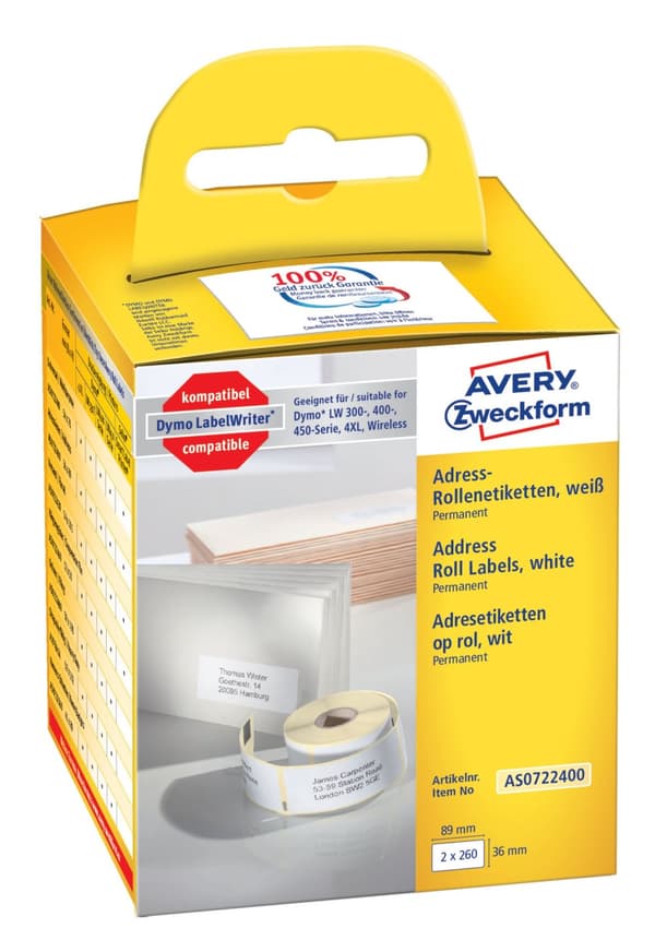 Etikett AVERY på rulle 89x36mm 520/fp