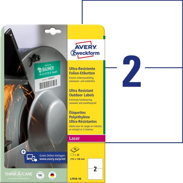 Etikett AVERY Stretch 210x148mm 20/fp