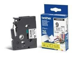 TZe221 - Gel. selvklæbende tape - sort på hvidt - Rulle (0,9 cm x 8 m) 1 rulle(r) -til P-Touch OA. GL-H100. H105. PT-1290. 3600. D210. D400. D600. E50