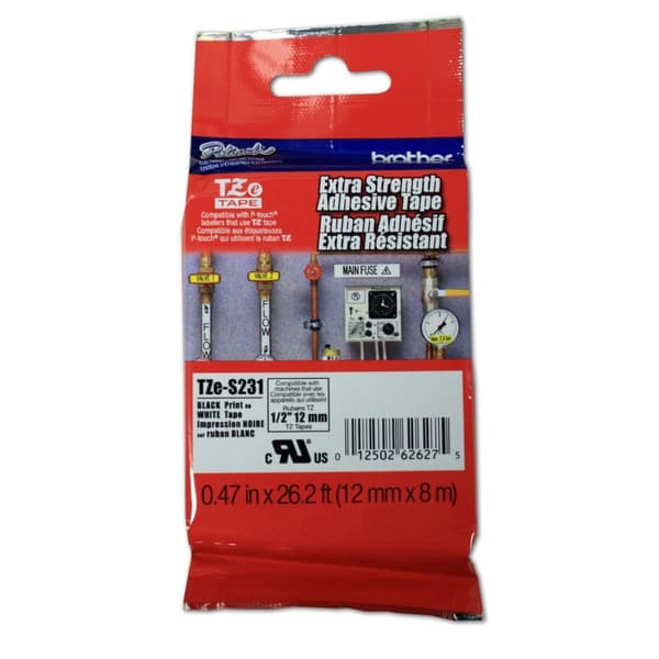 Brother Strong Adhesive - Laminerad tejp - vit - rulle (1,2 cm x 8 m) - 1 rulle(r) - för P-Touch 10XX, 1180, 12XX, 1400, 16XX, 18, 18XX, 19XX, 220, 24