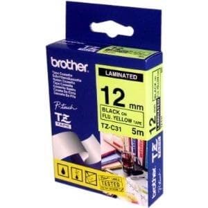 Brother TZC31 - Laminerad tejp - Svart på gult - Rulle (1,2 cm x 8 m) (TZ-C31)