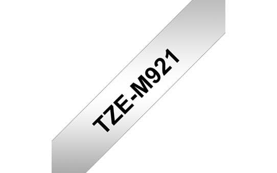 Brother TZeM921 - Lamineret tape - sort på sølv (mat) - rulle (0,9 cm x 8 m) 1 rulle(r) - til P-Touch H100R (TZEM921)