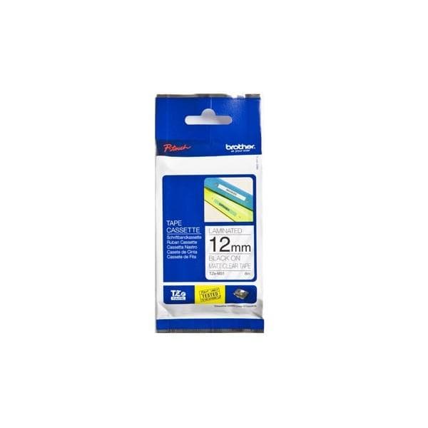 LETTERTAPE BROTHER TZE-M31 12MMX8M MAT TRANSPARENT/SORT