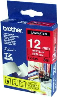 Brother TZe-435 Hvid på rød