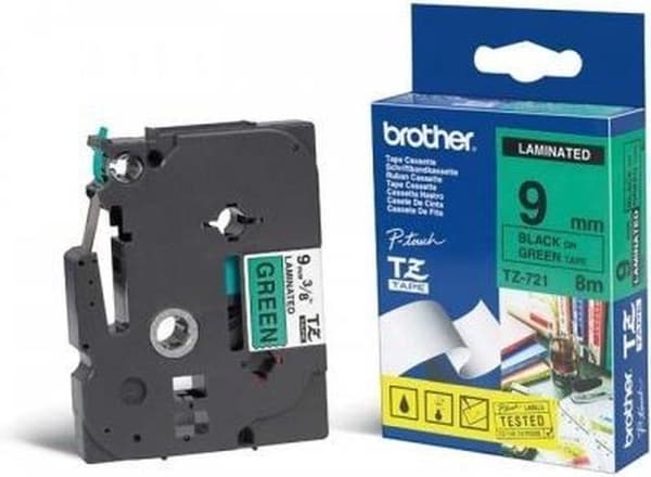 Brother etiketprintertape Grøn-sort tape - 9mm x 8m
