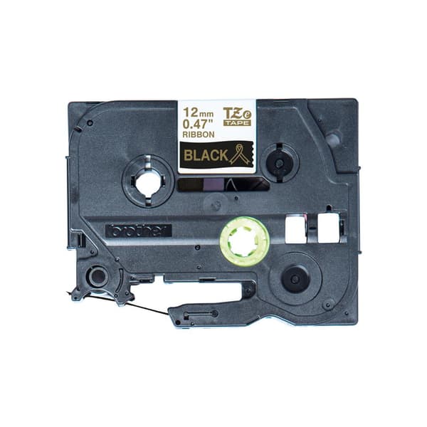 Alkuperäinen Brother tekstiilitarrateippi TZe-R334 kultaa mustalla - 12 mm leveä, 4 m pitkä (Brother P-touch H200, H100LB/R, H105, E100/VP, D200/BW/VP