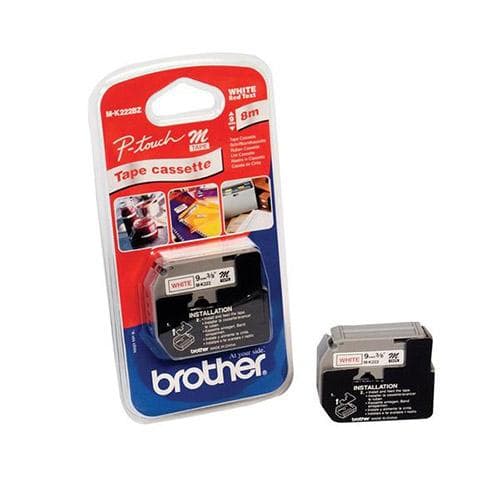 Brother MK222 - Ikke-lamineret tape - Rød på hvidt - Rulle (0,9 cm x 8 m) - 1 rulle(r) - til P-Touch 100, 110, 65, 75, 85, BB4 (MK222BZ)