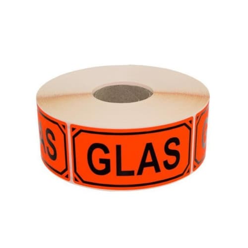 Varningsetikett Glas text 1000/rl