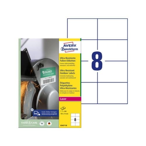 Etikett AVERY WH 74x105mm 400/fp
