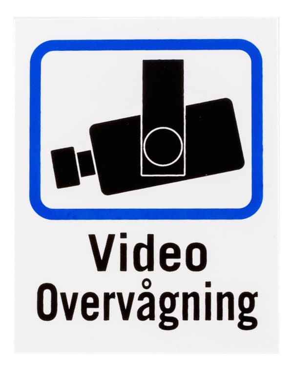 Danish TV/Video surveillance sign in plastic, 8x10cm, 2-pack