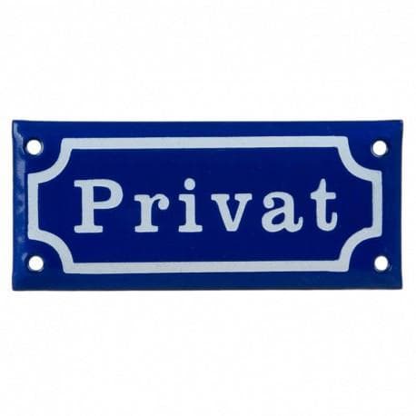 Emaljeskilt Privat Blå