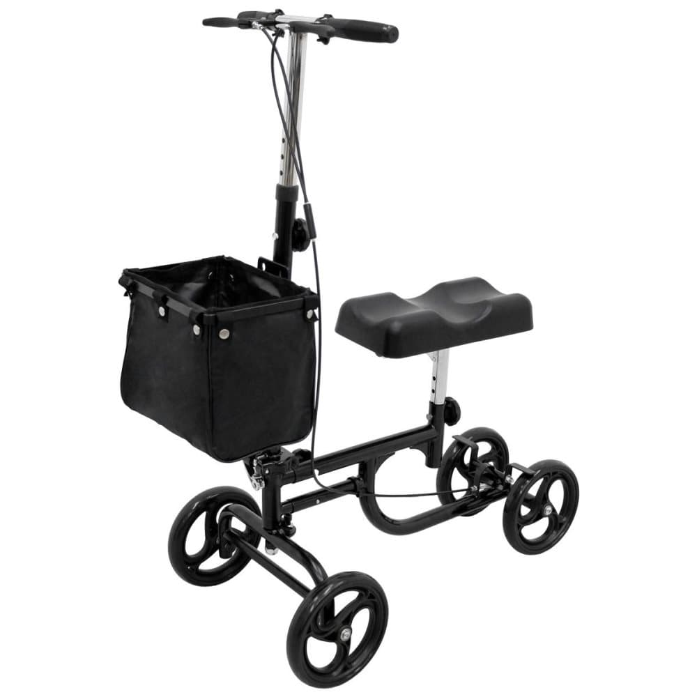 Knæ Walker scooter med bremse Styrbar højdejusterbar rollator foldbar kurv