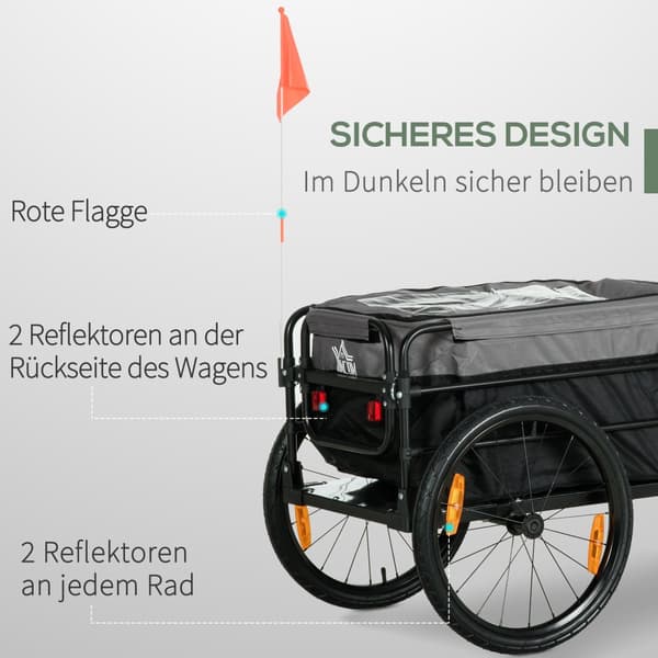 Cykelvagn, 2-i-1, 130x64x64/103 cm, Svart+Grå