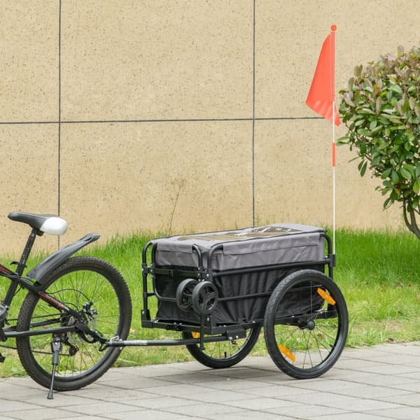Cykelvagn, 2-i-1, 130x64x64/103 cm, Svart+Grå
