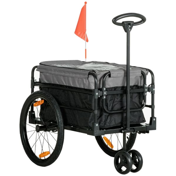 Cykelvagn, 2-i-1, 130x64x64/103 cm, Svart+Grå