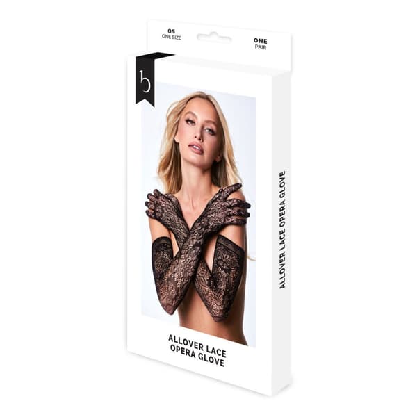 Hanskat Baci Lingerie Allover Lace Opera Musta