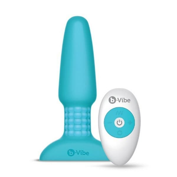 Kaukosäätimellä varustettu anaalitappi B-Vibe RIMMING PLUG 2 Sininen