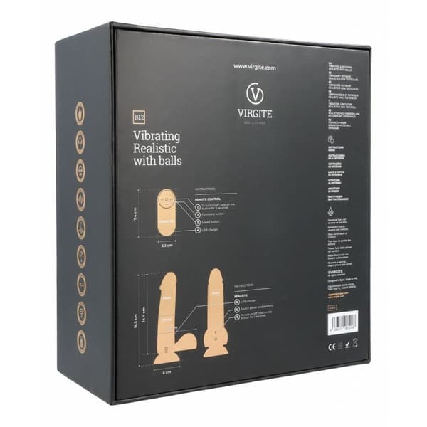 Realistisk dildo Virgite R12 Svart 14,4 cm