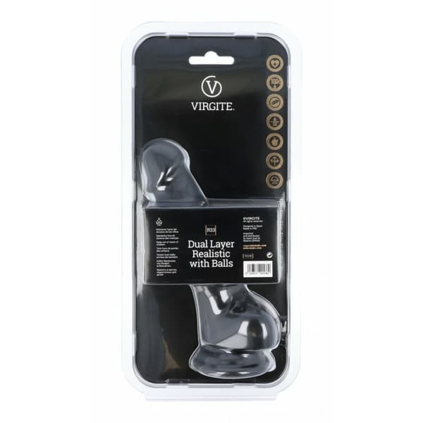 Realistisk dildo Virgite R33 Svart 18,5 cm
