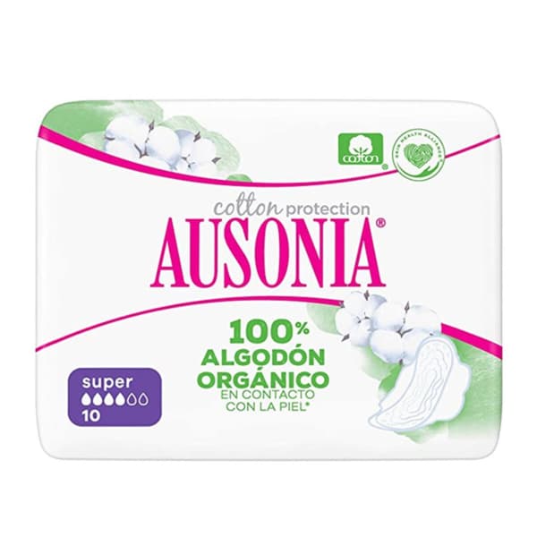 Supersanitærputer med vinger ORGANIC Ausonia (10 uds)