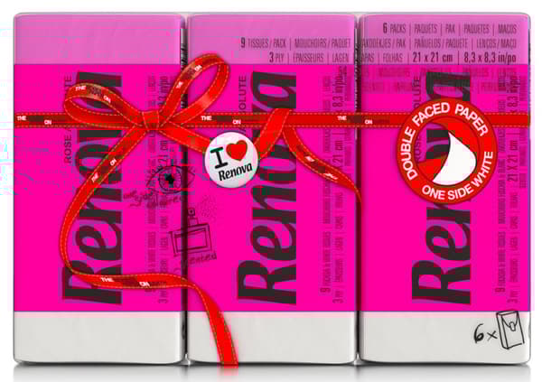 Renova Röd etikettservetter rosa 6x9st