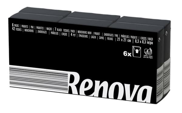 Musta Premium Hygienic Pyyhkeet Renova Packs 4-Layer 6x7 kpl