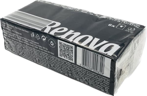 Svarta Premium Hygienic Wipes i Renova Packs 4-lagers 6x7 delar