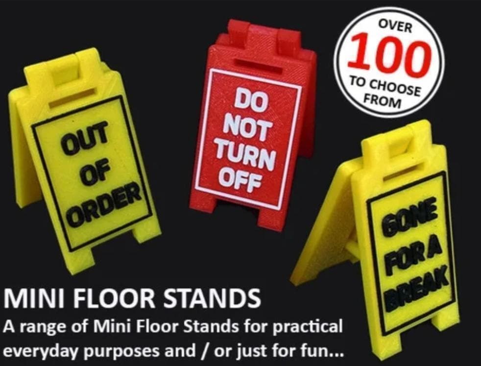 Sign: Kitchen closed, Awesome Mini Floor Stands, fun fun
