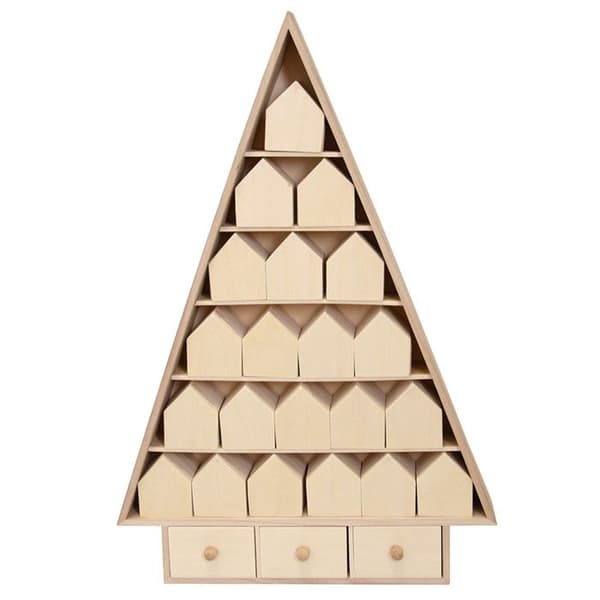 Julkalender gran av trä 52 x 35 cm