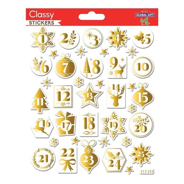 Julklistermärken - siffror för adventskalender