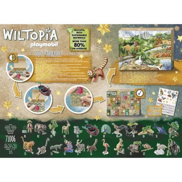 PLAYMOBIL Adventskalender - Wiltopia World Tour Animals DIY - 115 stycken - Från 4 år