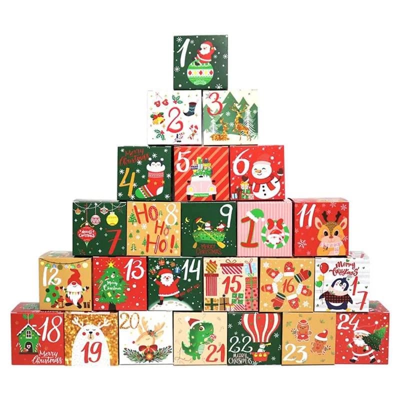 Jul advent kalender present box barn jul nyår godis kakor omslag papper
