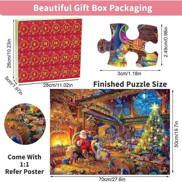 Skickas från Sverige Pussel adventskalender 2024, 1008 pusselbitar 24 dagars Toy Shop Jigsaw puzzle