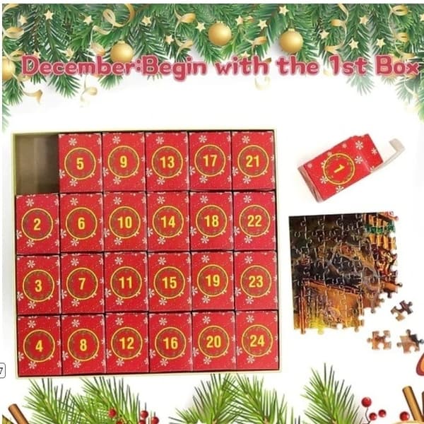 Sendt fra Sverige Puslespill adventskalender 2025, Santa in armchair 1008 puslespillbiter, Julekalender puslespill