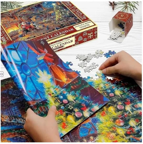 Skickas från Sverige Adventskalender 2025, Santa in armchair 1008 pusselbitar, julkalender pussel