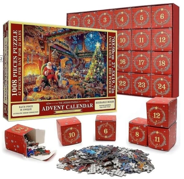 Skickas från Sverige Adventskalender 2025, Santa in armchair 1008 pusselbitar, julkalender pussel