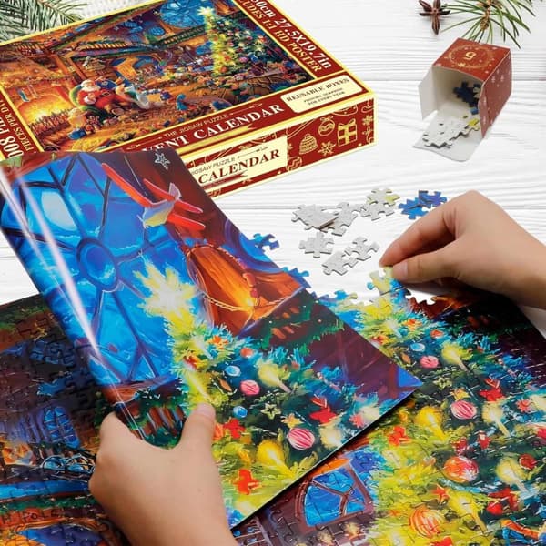 Puslespils adventskalender 2024, 1008 puslespilsbrikker 24 dages FirePlace